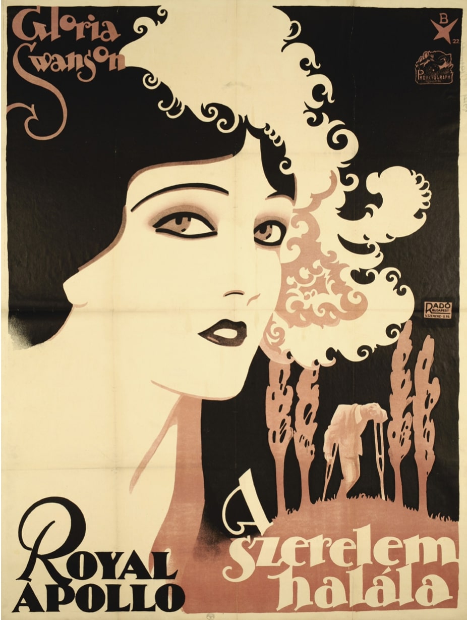 Bravúros plakát egy színnel: rózsaszín a fekete-fehér kontrasztban (OSZK PKT / PKG.1922/8) © Országos Széchényi Könyvtár